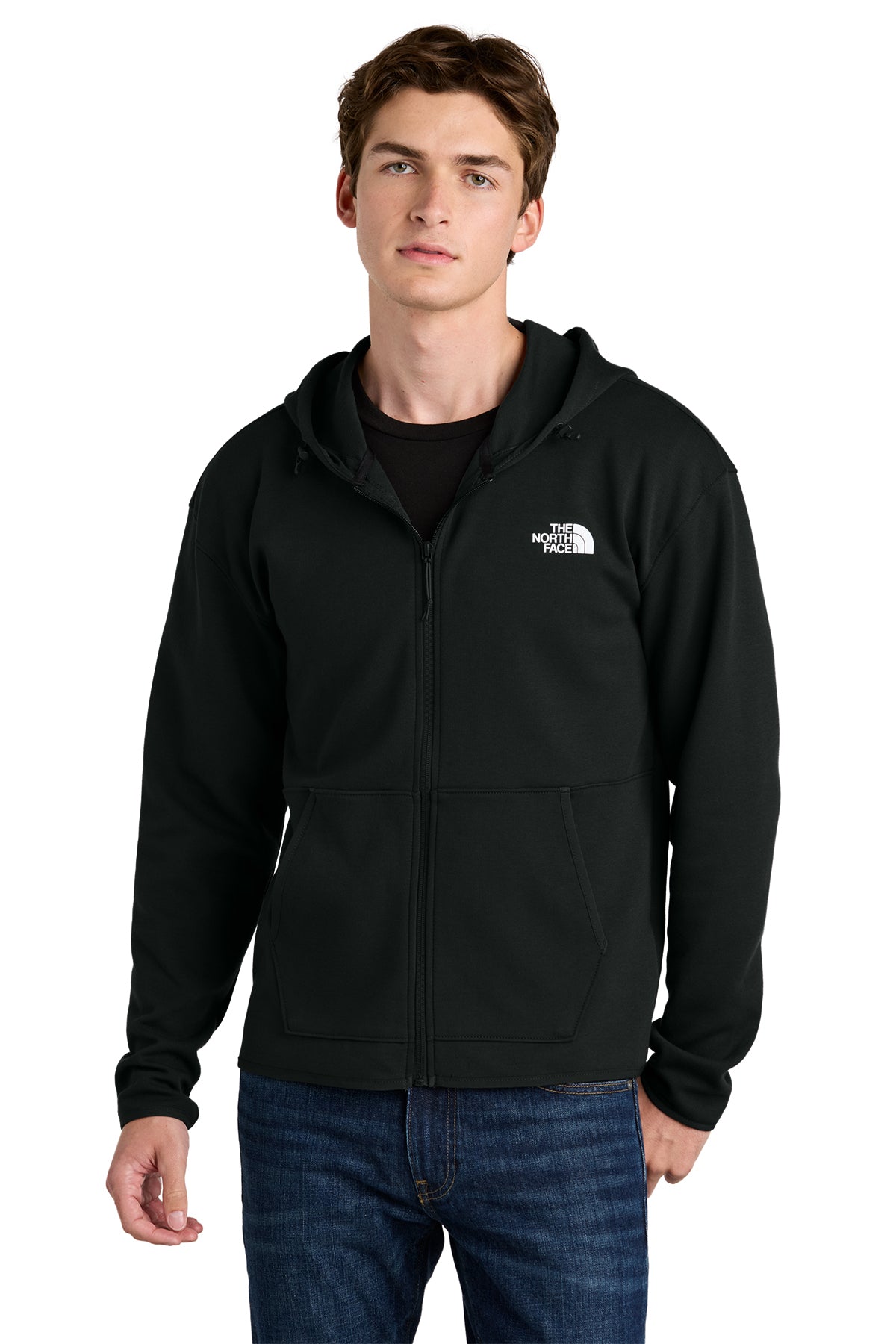 The North Face Double-Knit Full-Zip Hoodie in TNF Black, style NF0A8BUS