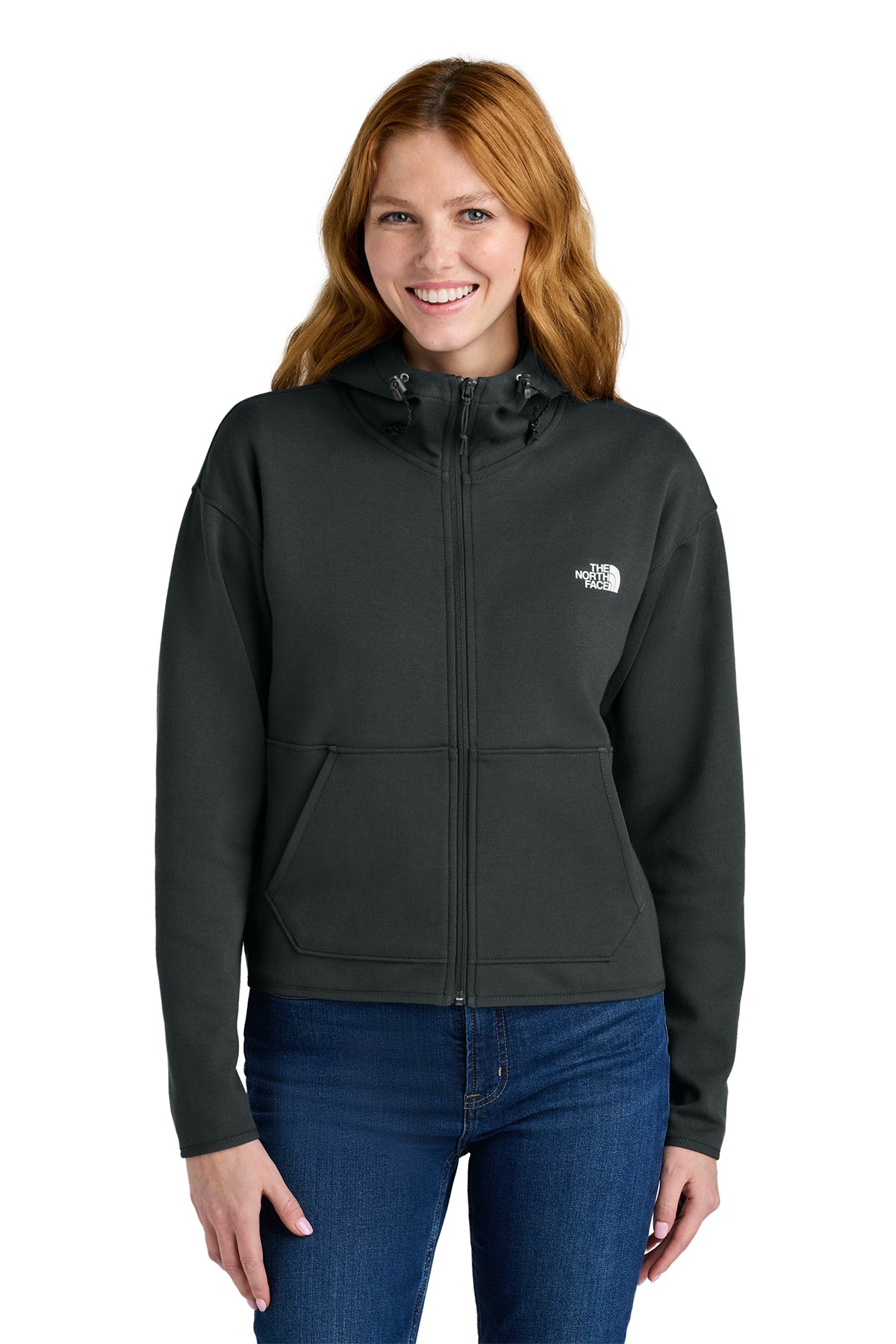 The North Face Women's Double-Knit Full-Zip Hoodie in Asphalt Grey, style NF0A8BUT