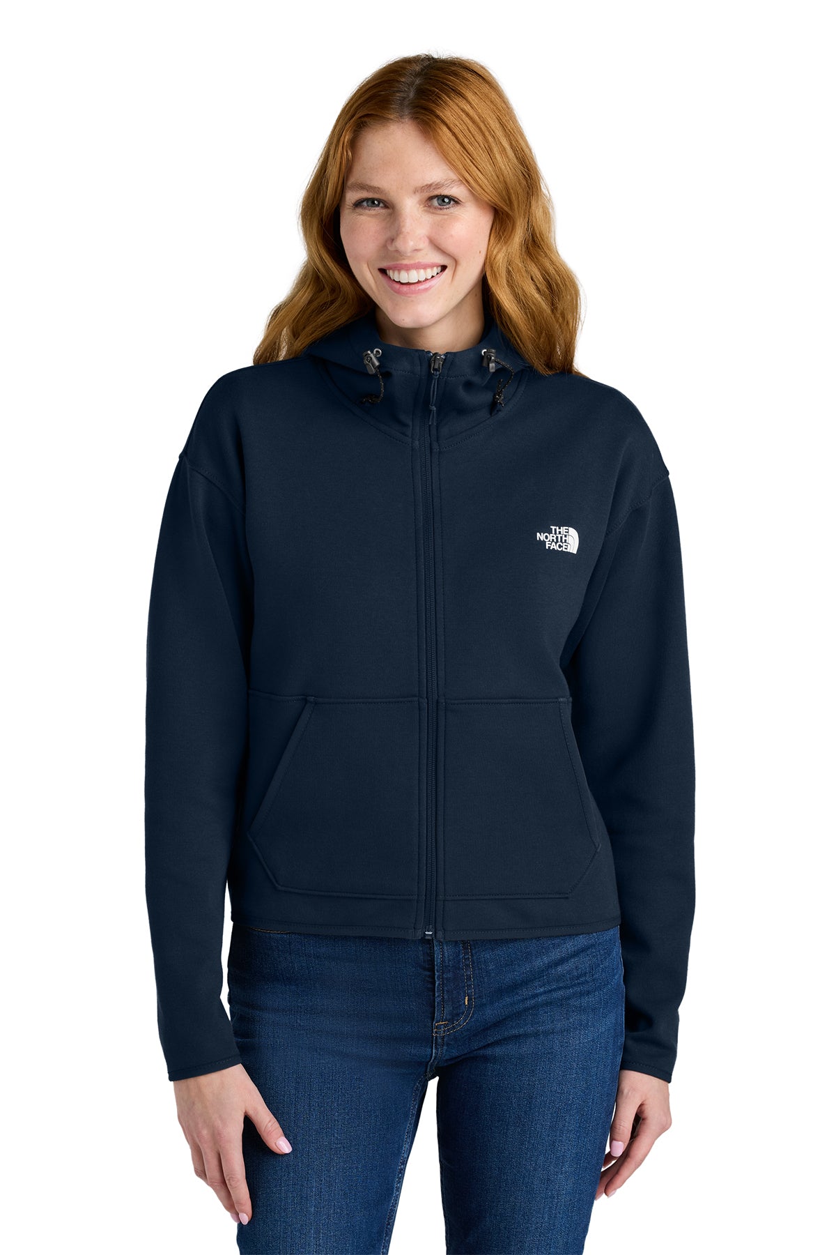 The North Face Women's Double-Knit Full-Zip Hoodie in Summit Navy, style NF0A8BUT