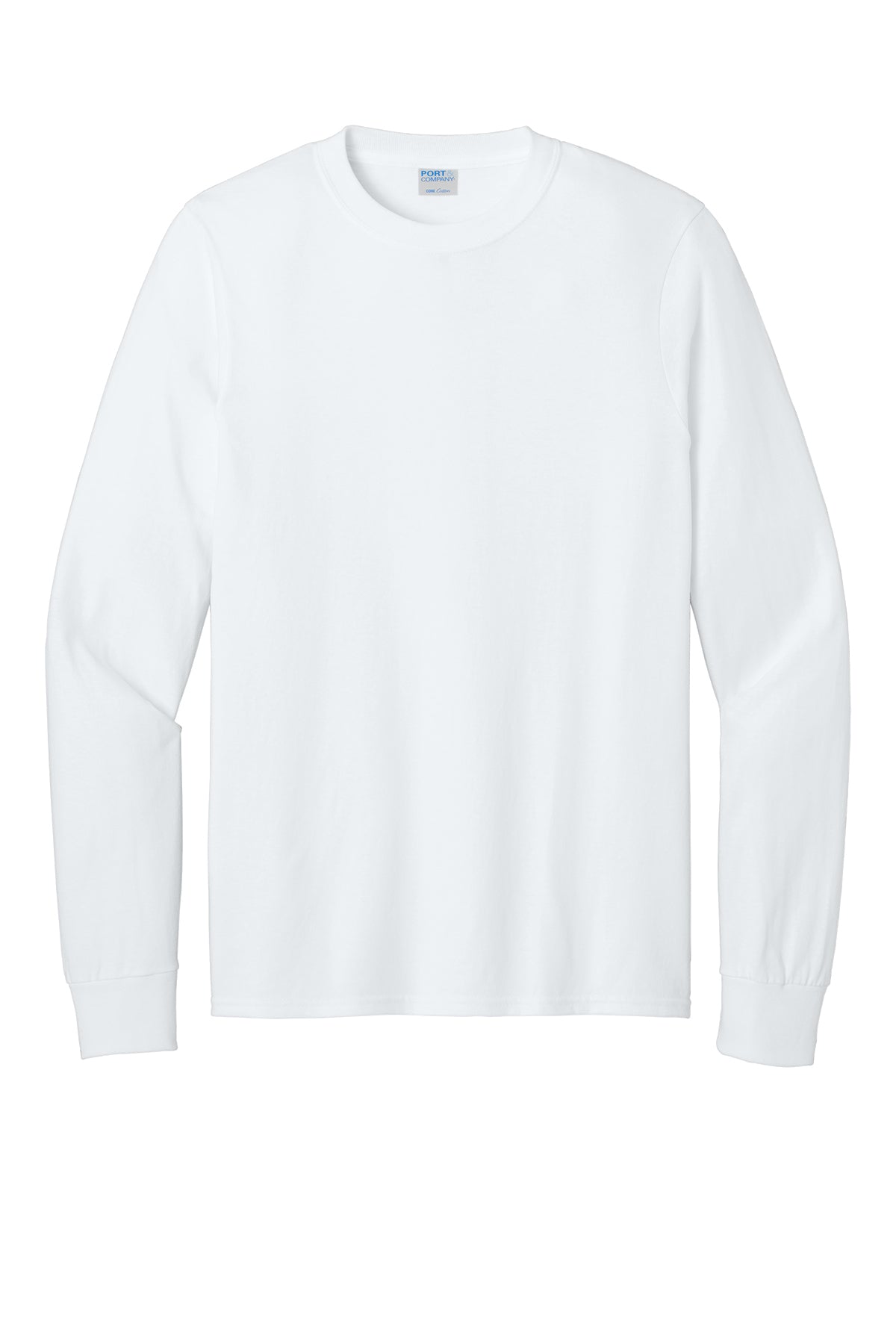 Port & Company Long Sleeve Core Cotton Tee PC54LS in White