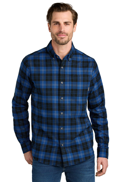 Eddie Bauer Long Sleeve Favorite Flannel Plaid Shirt in Cobalt Tartan, style EB610