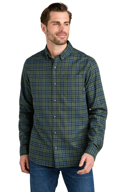 Eddie Bauer Long Sleeve Favorite Flannel Plaid Shirt in Soft Olive Plaid, style EB610