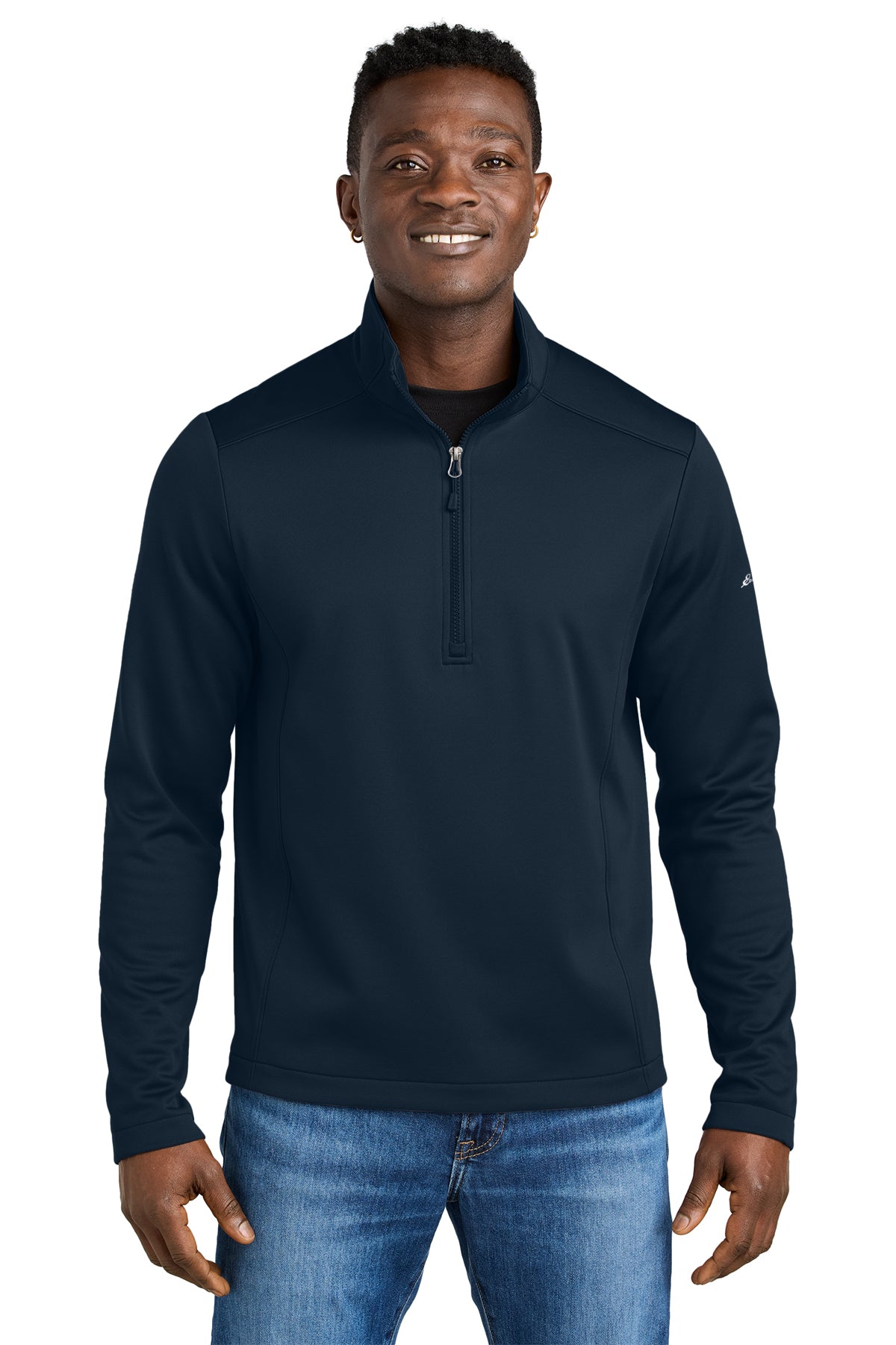 Eddie Bauer Smooth Mid Layer Fleece 1/2-Zip in River Blue Navy, style EB2360