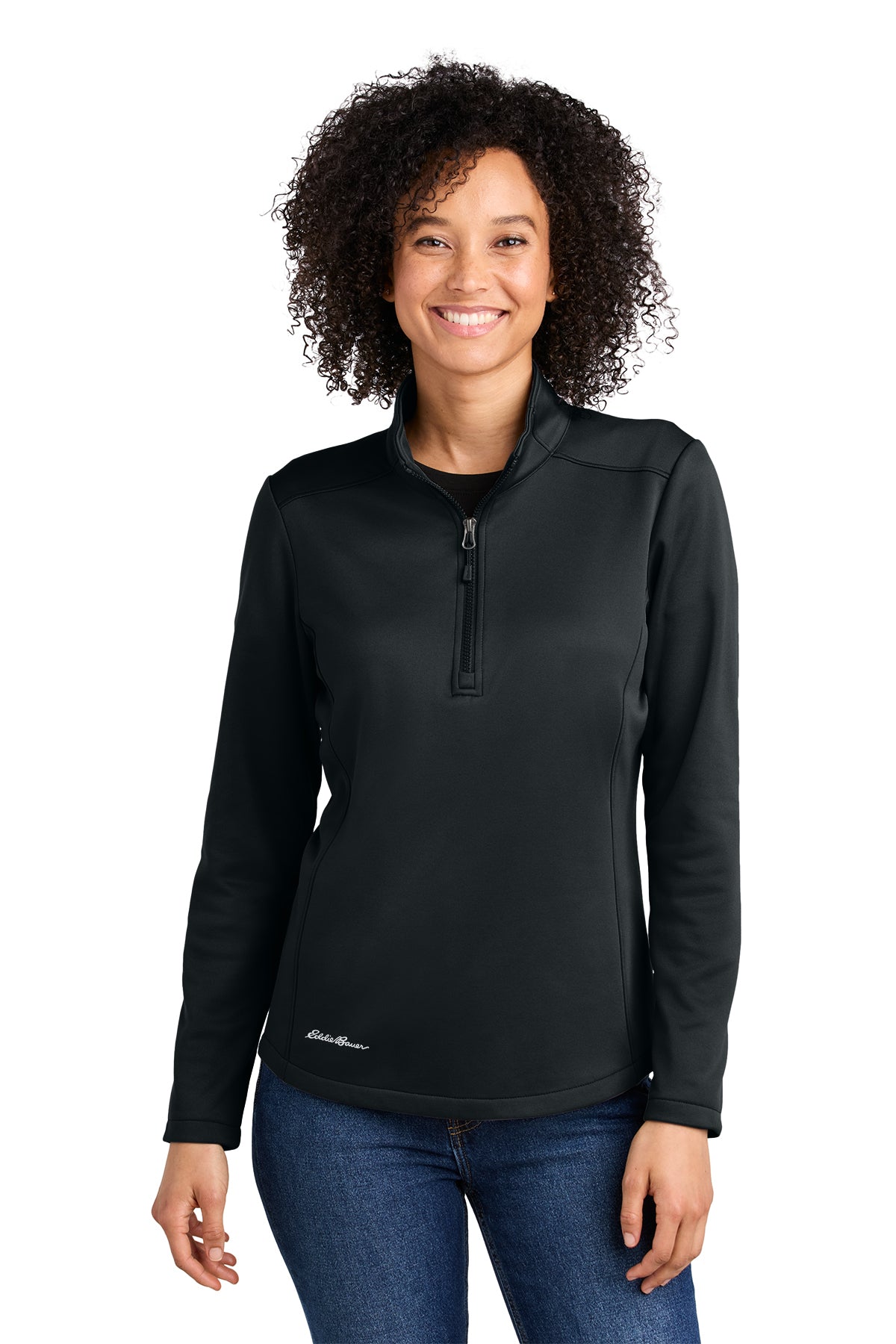 Eddie Bauer Women’s Smooth Mid Layer Fleece 1/2-Zip in Black, style EB2370