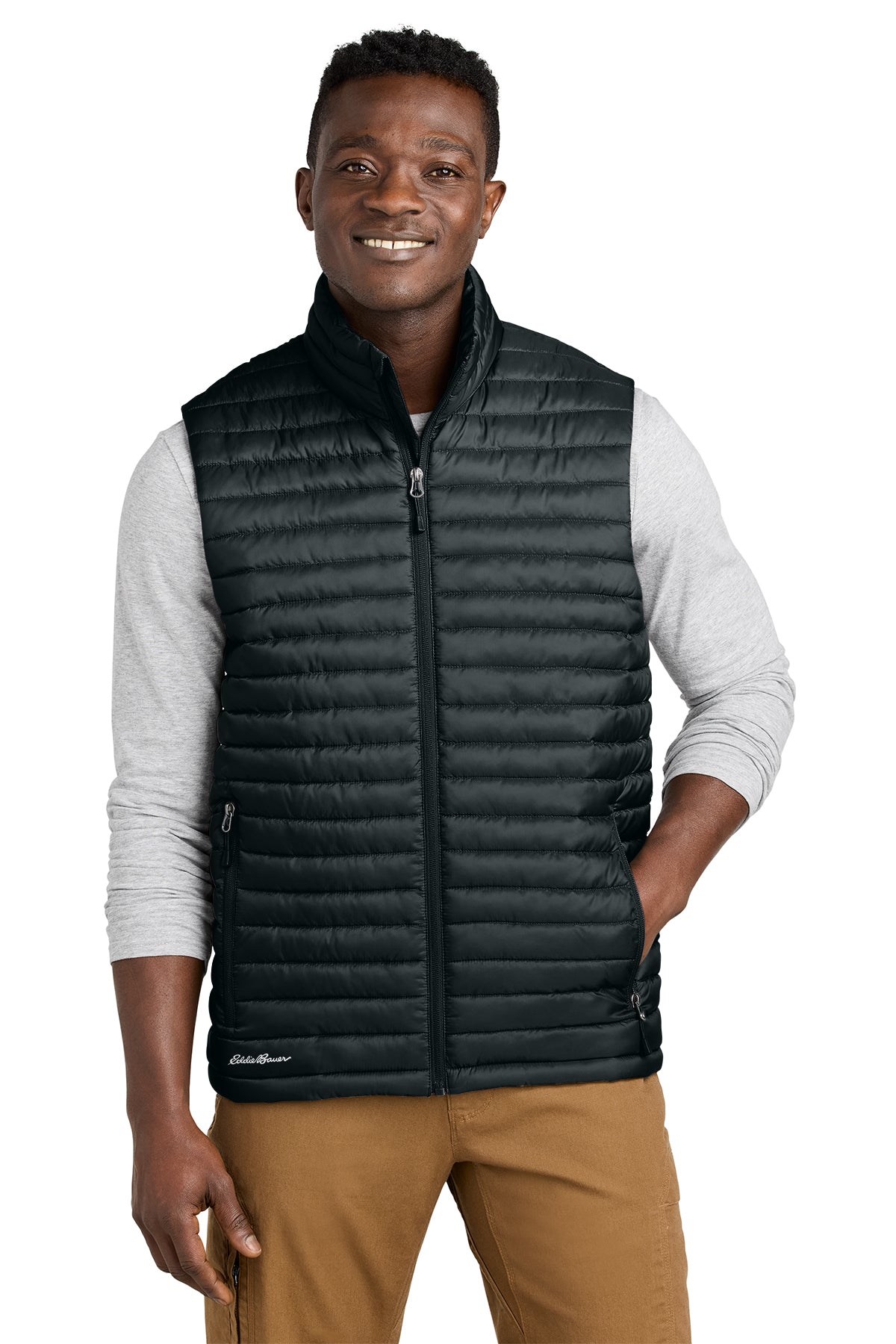 Eddie Bauer Packable Quilted Vest in Black, style EB516