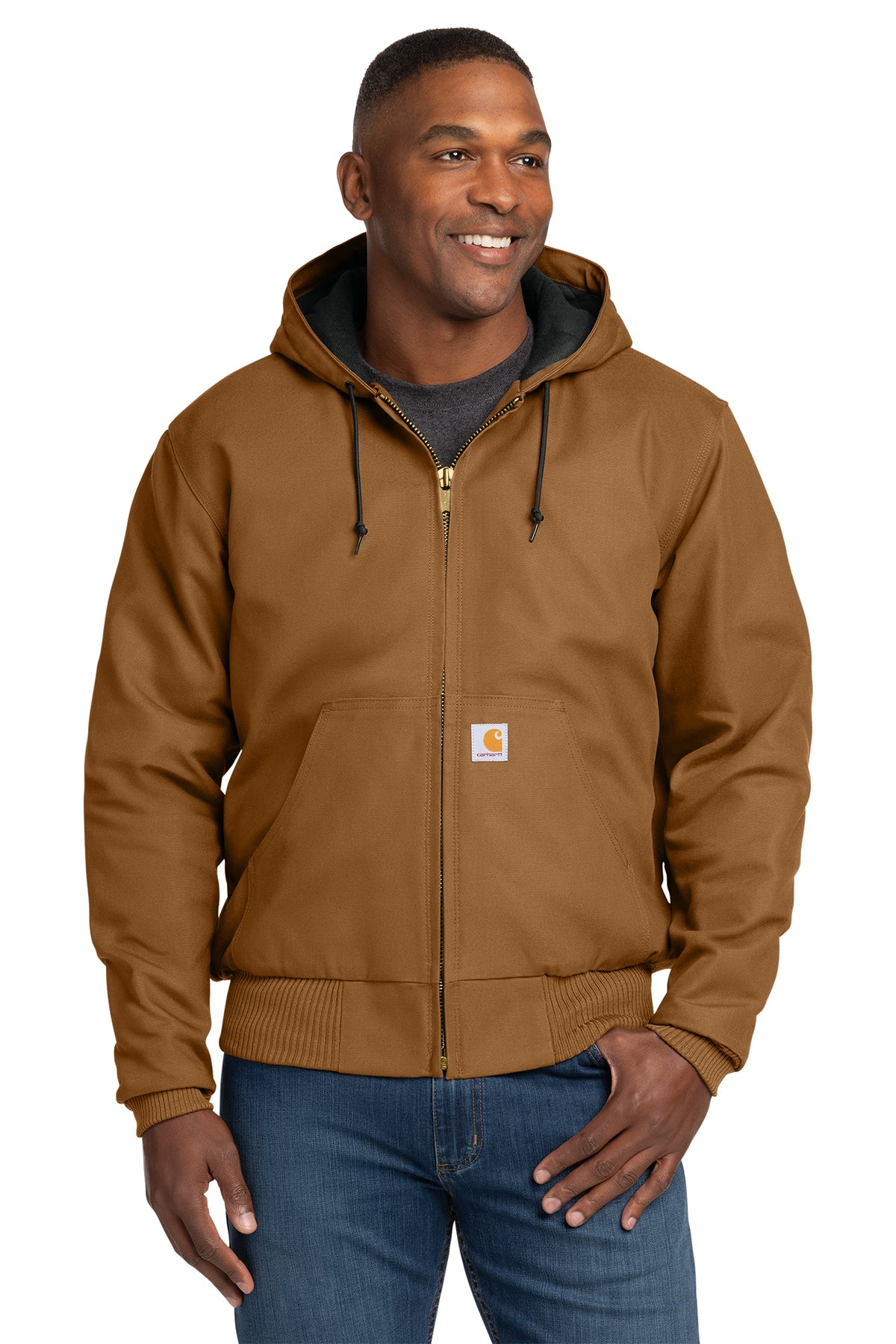 Carhartt® Tall Quilted-Flannel-Lined Duck Active Jac in Carhartt Brown, style CTT106677