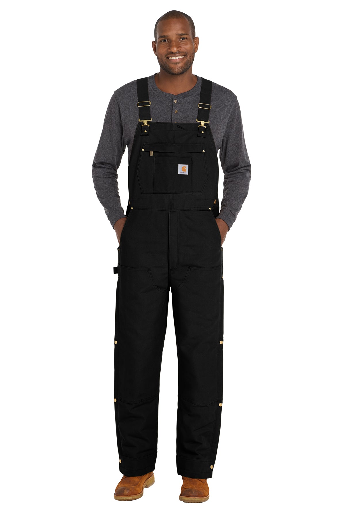 Carhartt® Firm Duck Insulated Bib Overalls in Black, style CT106672