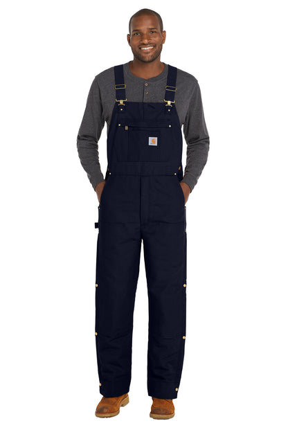 Carhartt® Short Firm Duck Insulated Bib Overalls in Dark Navy, style CTS106672
