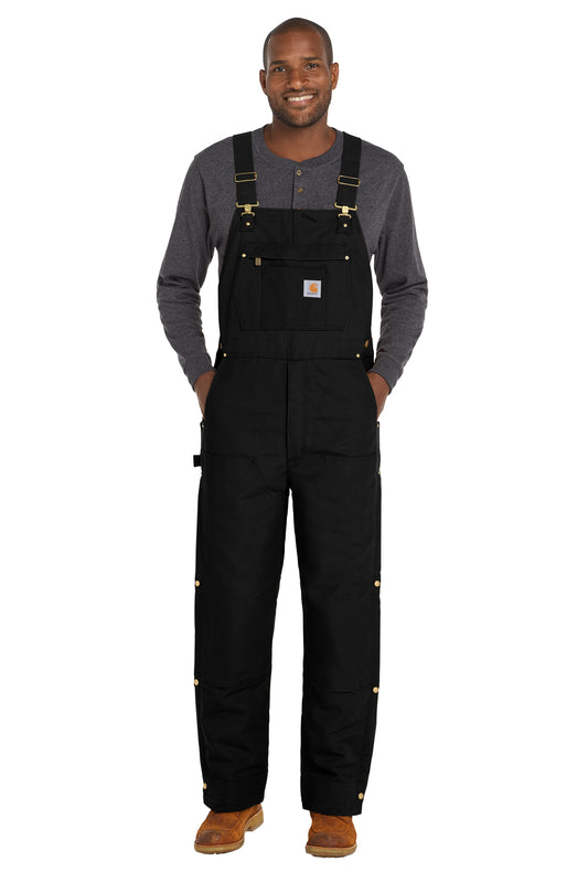 Carhartt® Tall Firm Duck Insulated Bib Overalls in Black, style CTT106672