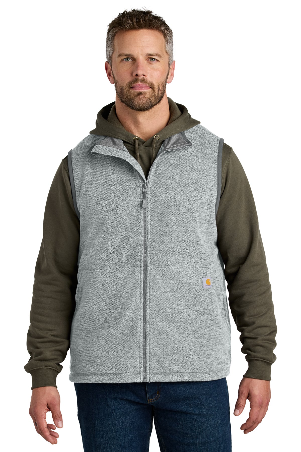 Carhartt® Textured Fleece Vest in Heather Grey, style CT106418