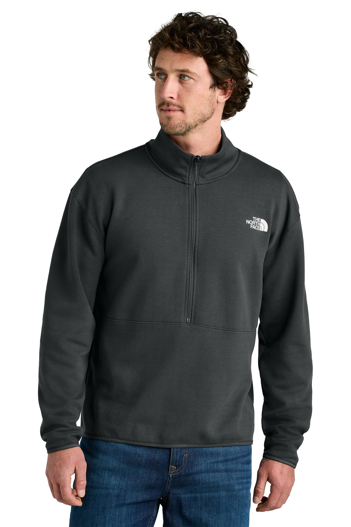 The North Face Double-Knit 1/2-Zip Fleece in Asphalt Grey, style NF0A8C5G