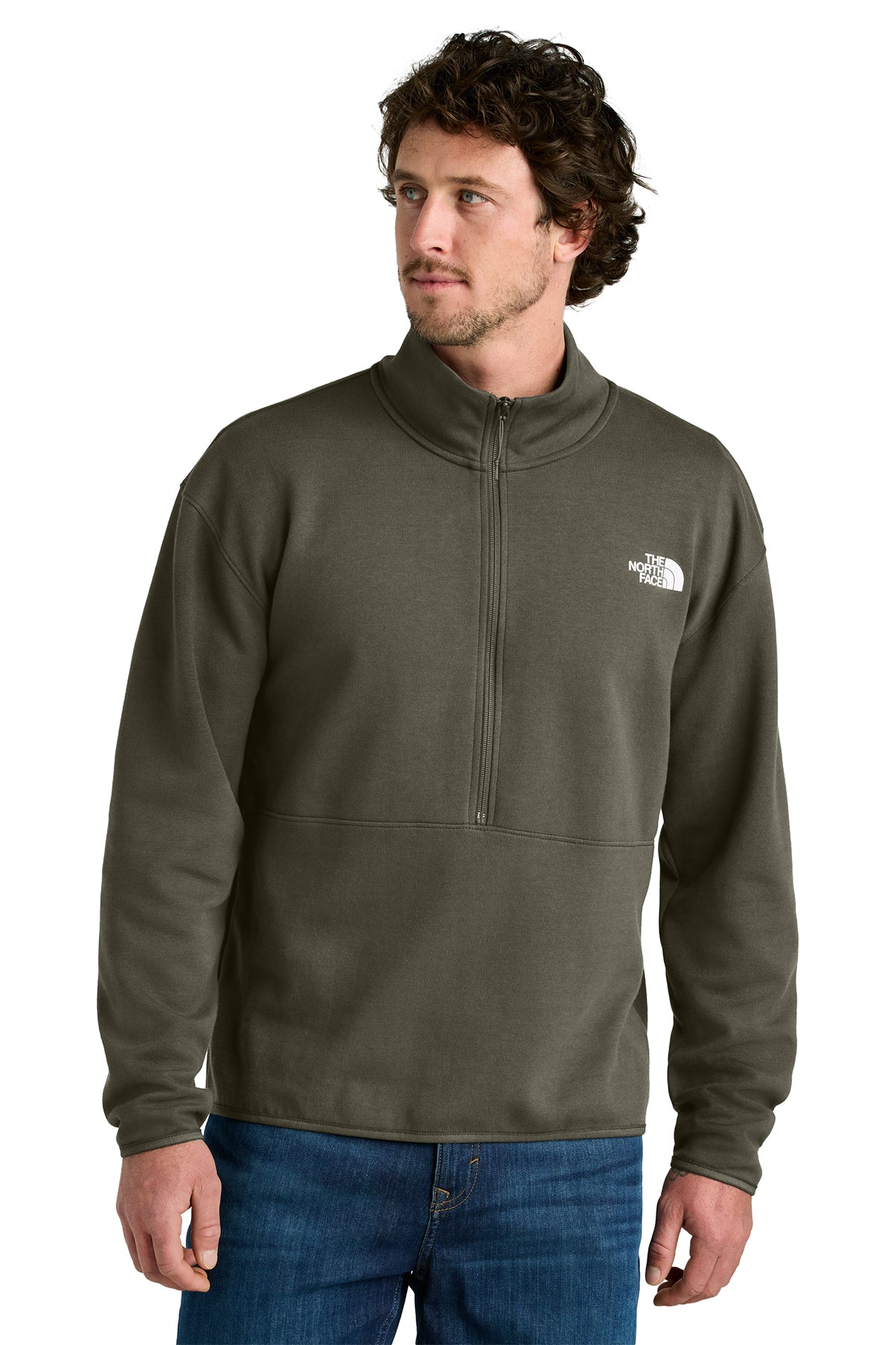 The North Face Double-Knit 1/2-Zip Fleece in New Taupe Green, style NF0A8C5G