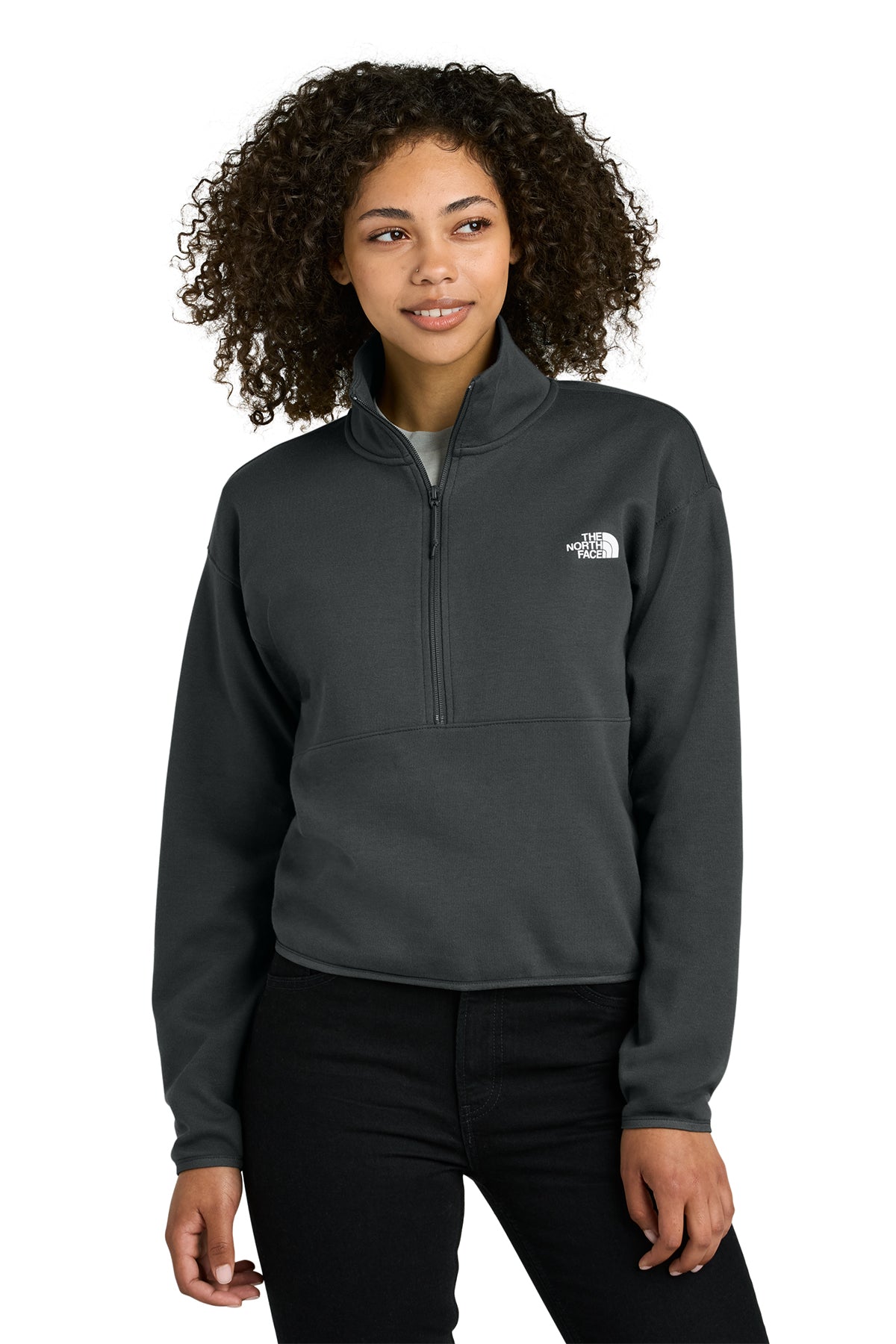 The North Face Women’s Double-Knit 1/2-Zip Fleece in Asphalt Grey, style NF0A8C5H