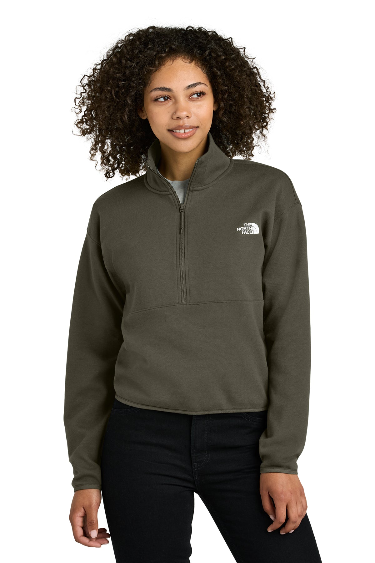 The North Face Women’s Double-Knit 1/2-Zip Fleece in New Taupe Green, style NF0A8C5H