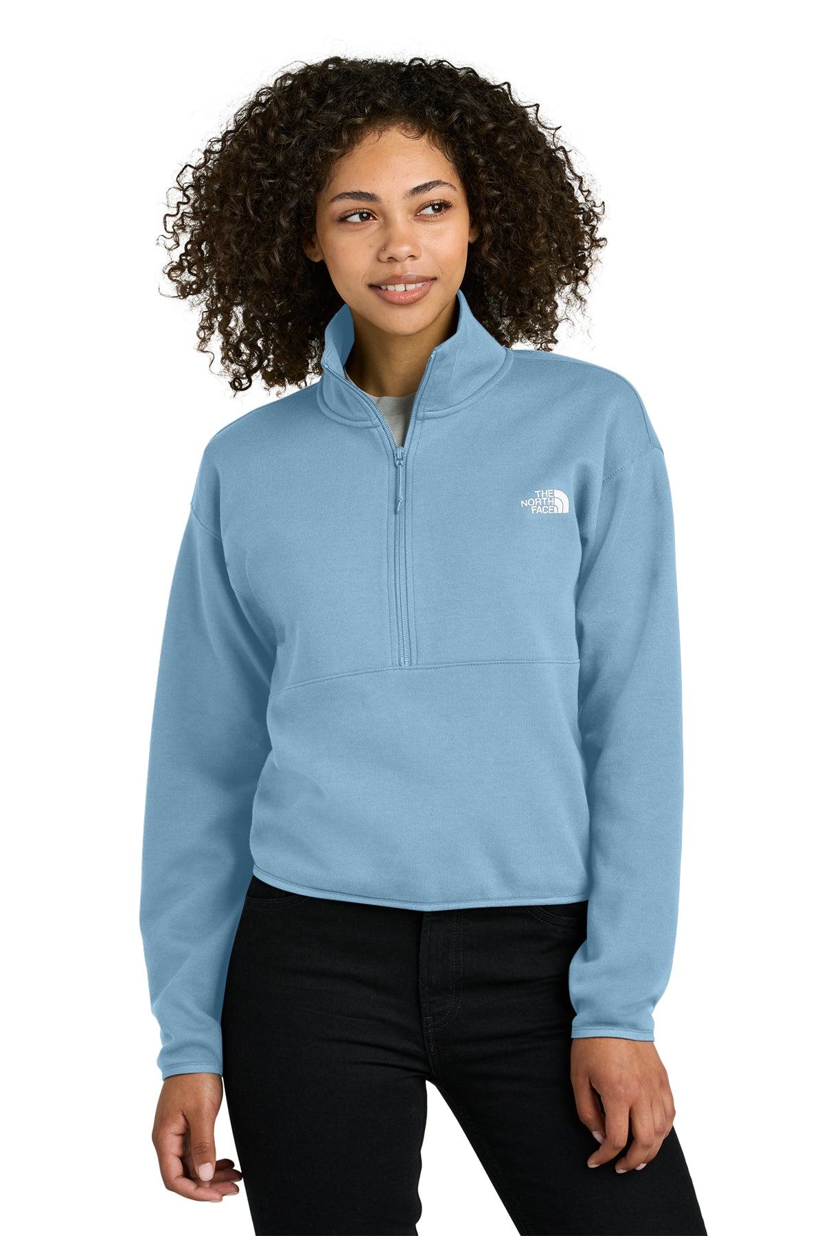 The North Face Women’s Double-Knit 1/2-Zip Fleece in Steel Blue, style NF0A8C5H