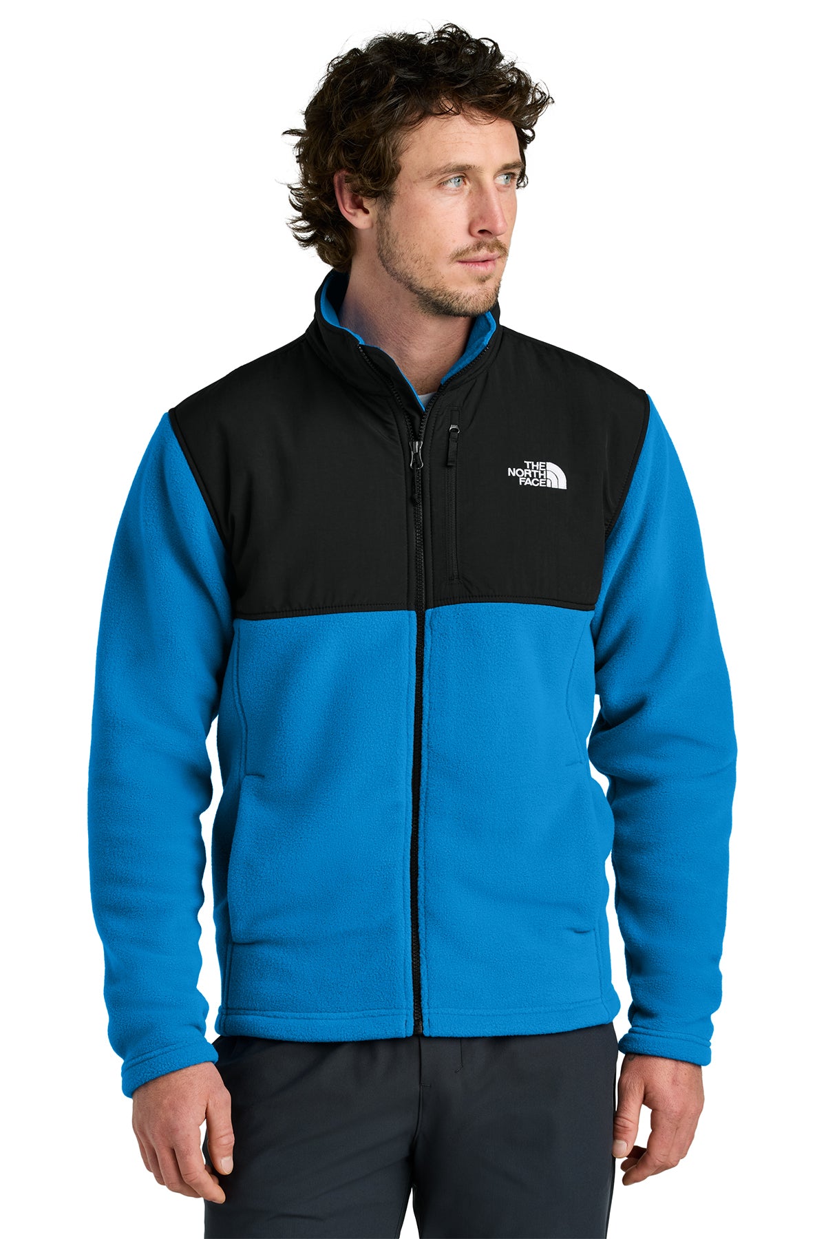 The North Face Highest Peak Full-Zip Fleece Jacket in Hero Blue/ TNF Black, style NF0A8BUQ