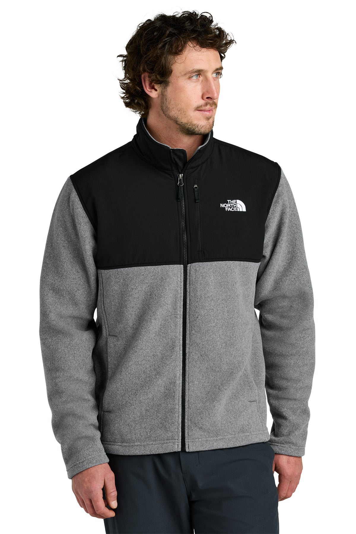 The North Face Highest Peak Full-Zip Fleece Jacket in TNF Medium Grey Heather/ TNF Black, style NF0A8BUQ