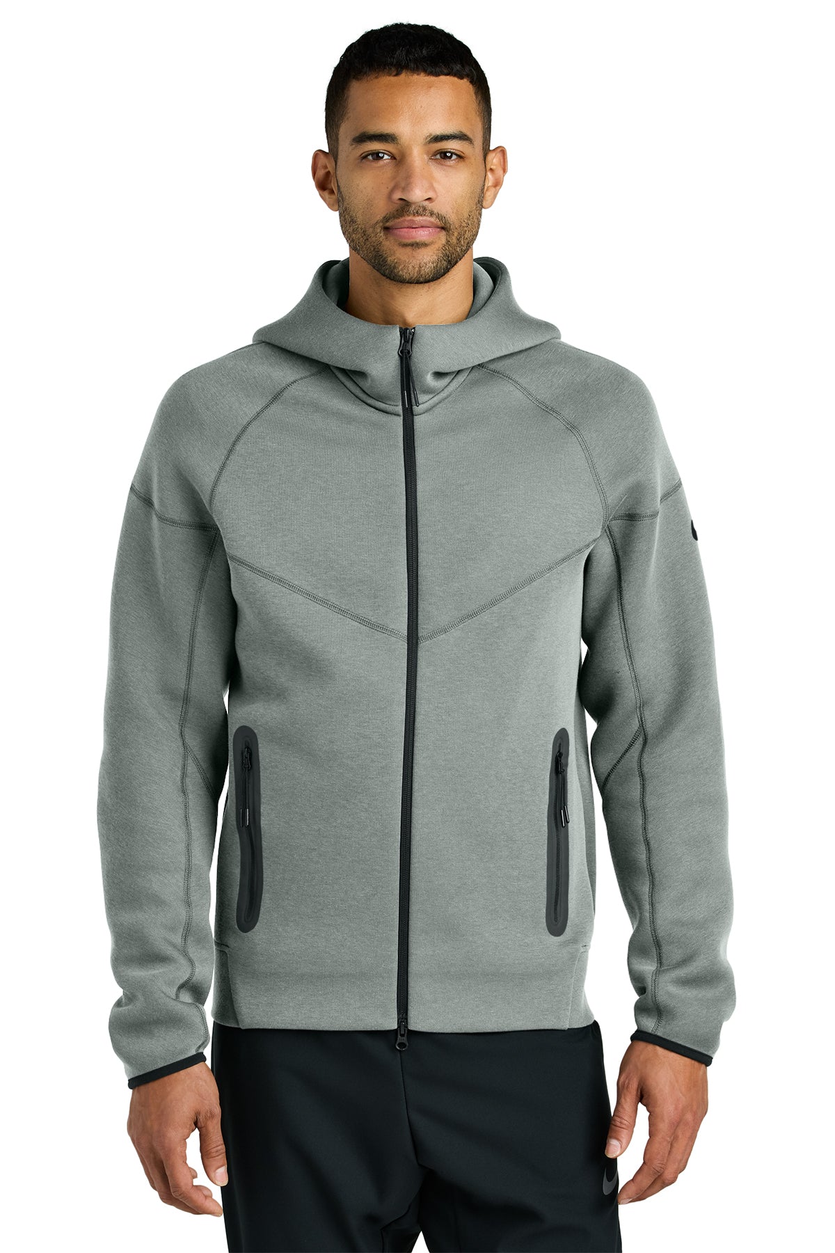 Nike Tech Fleece Full-Zip Hoodie in Dark Grey Heather, style NKFQ4762