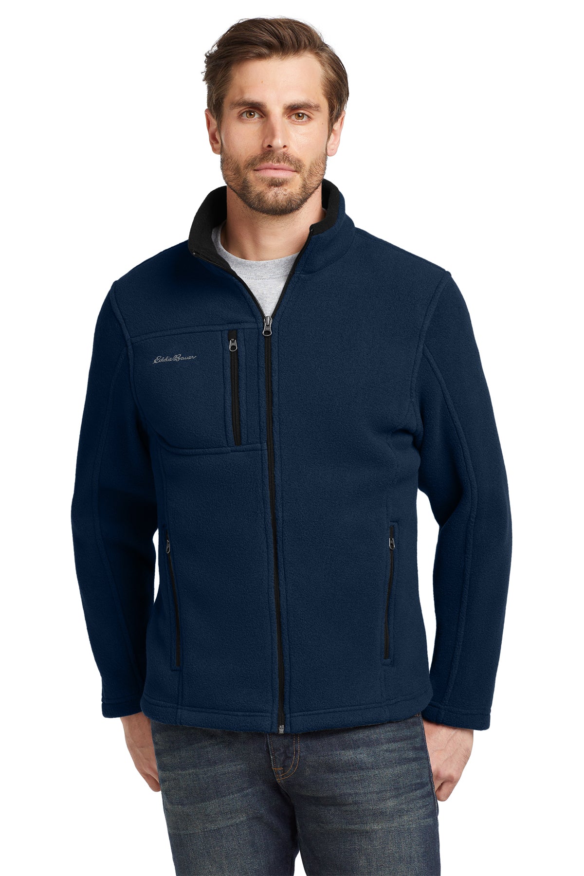 Eddie Bauer Full-Zip Fleece Jacket in River Blue Navy, style EB200