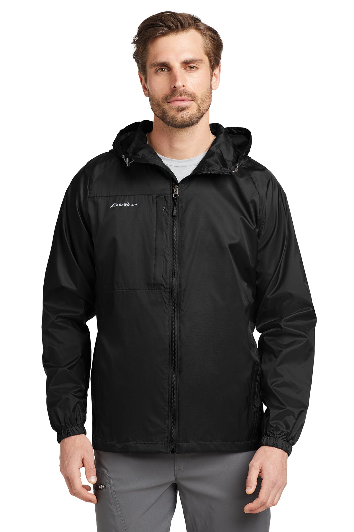Eddie Bauer Packable Wind Jacket in Black, style EB500
