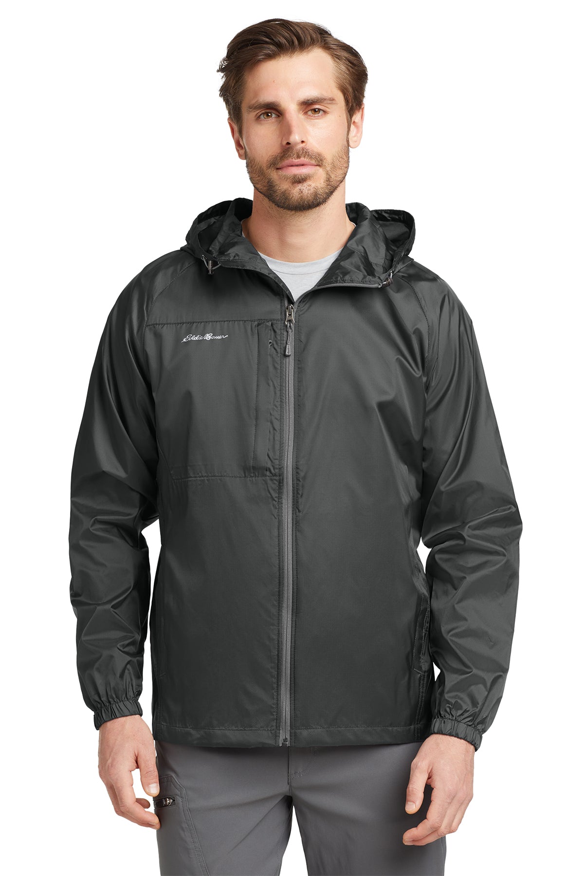 Eddie Bauer Packable Wind Jacket in Grey Steel, style EB500