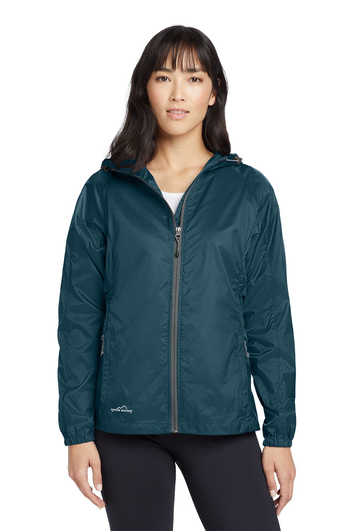 Eddie Bauer Women's Packable Wind Jacket in Adriatic Blue, style EB501