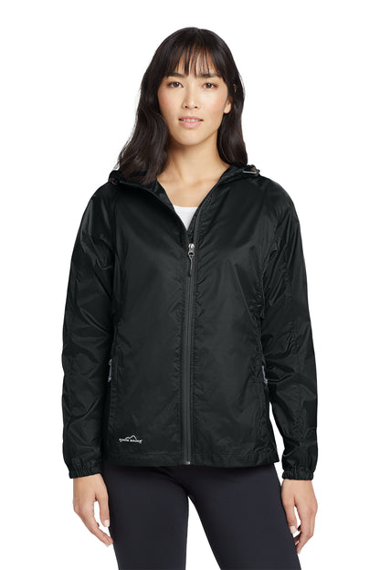 Eddie Bauer Women's Packable Wind Jacket in Black, style EB501