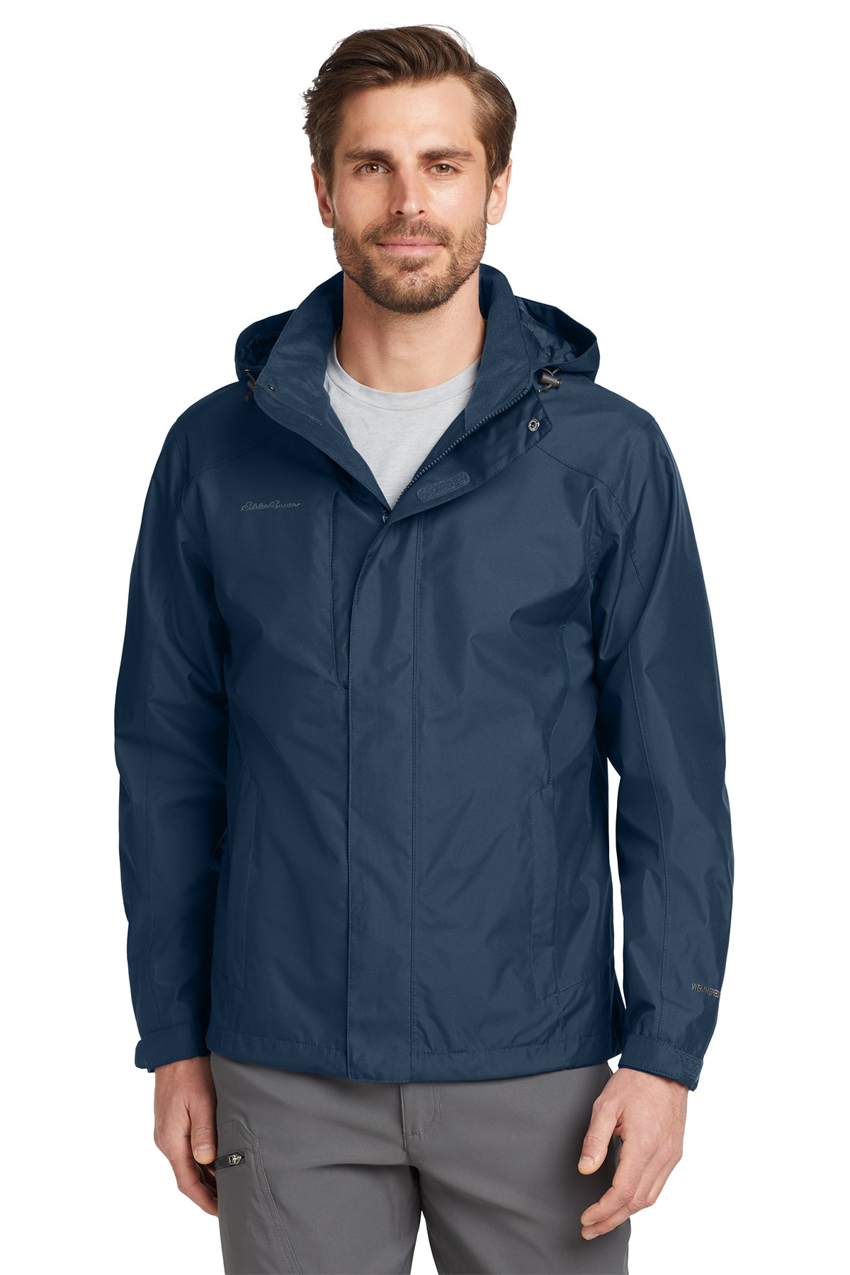 Eddie Bauer Rain Jacket in River Blue Navy, style EB550