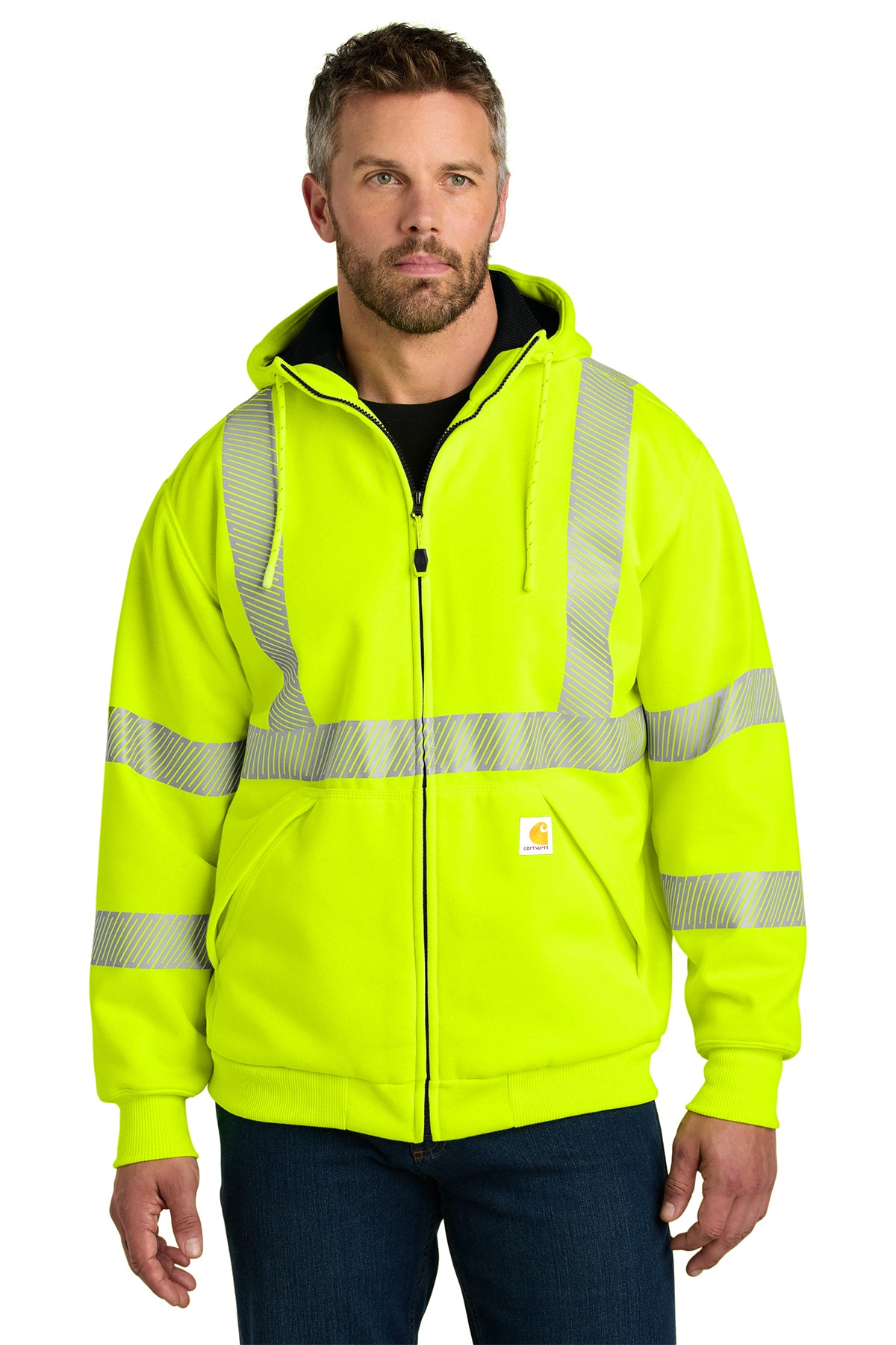 Carhartt® ANSI 107 Class 3 Lined Full-Zip Sweatshirt in Brite Lime, style CT104988