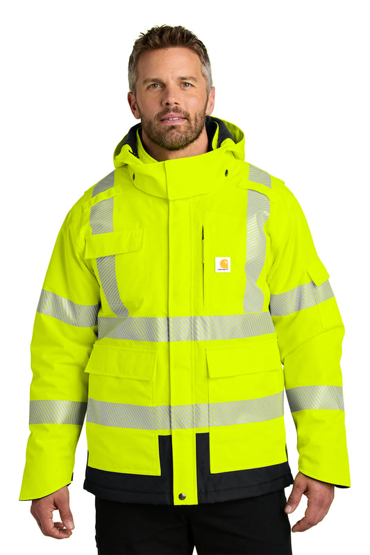 Carhartt® ANSI 107 Class 3 Waterproof Heavyweight Insulated Jacket in Brite Lime, style CT106694
