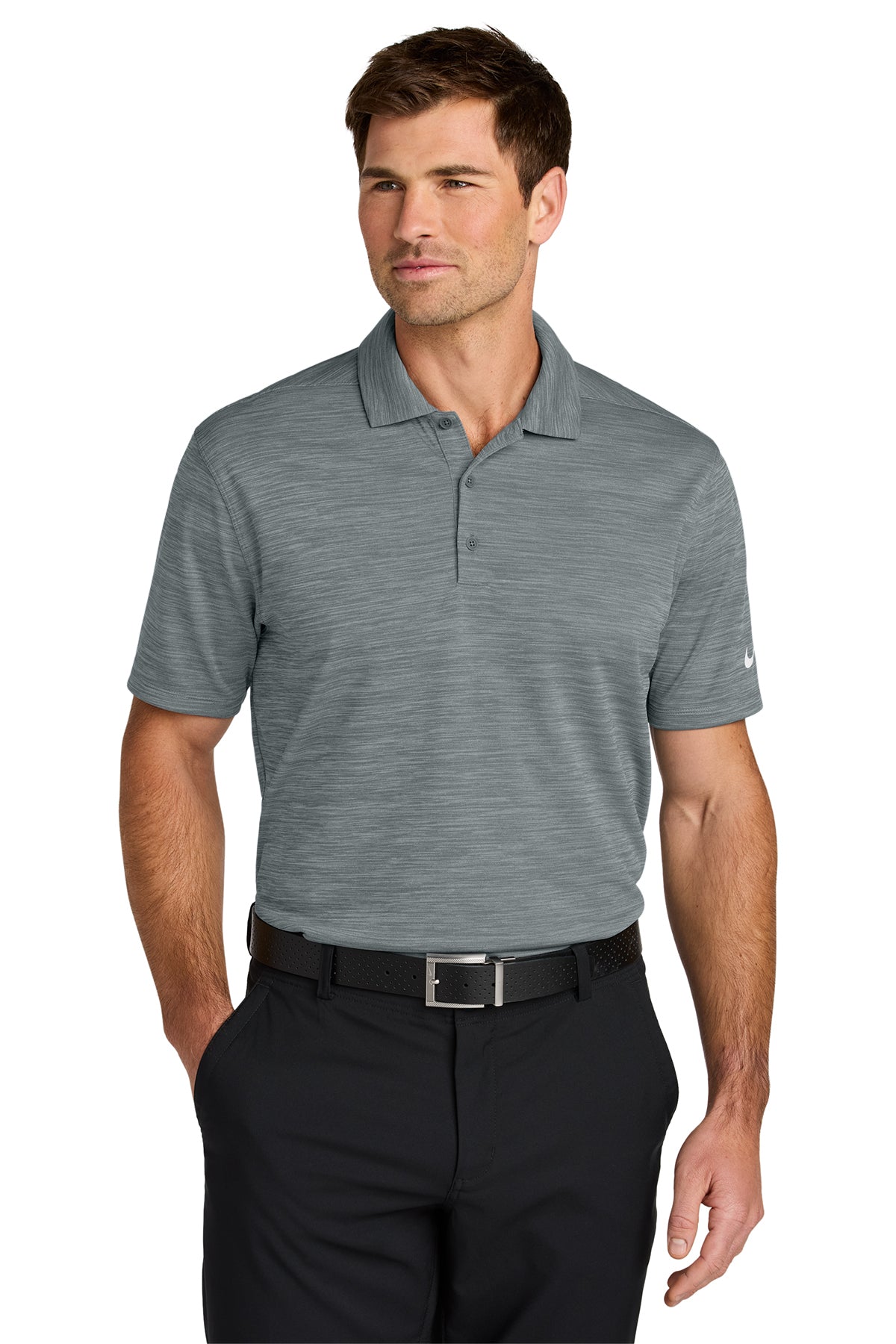 Nike Dri-FIT Striated Polo in Cool Grey, style NKFQ4792