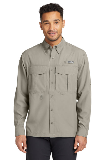 Eddie Bauer Long Sleeve Performance Fishing Shirt in Driftwood, style EB600