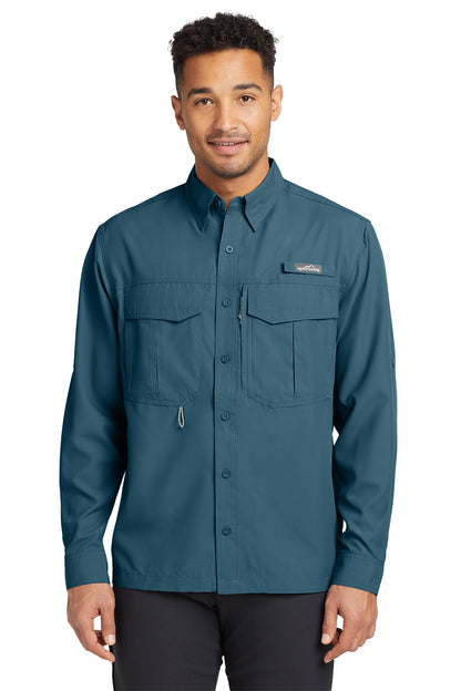 Eddie Bauer Long Sleeve Performance Fishing Shirt in Gulf Teal, style EB600