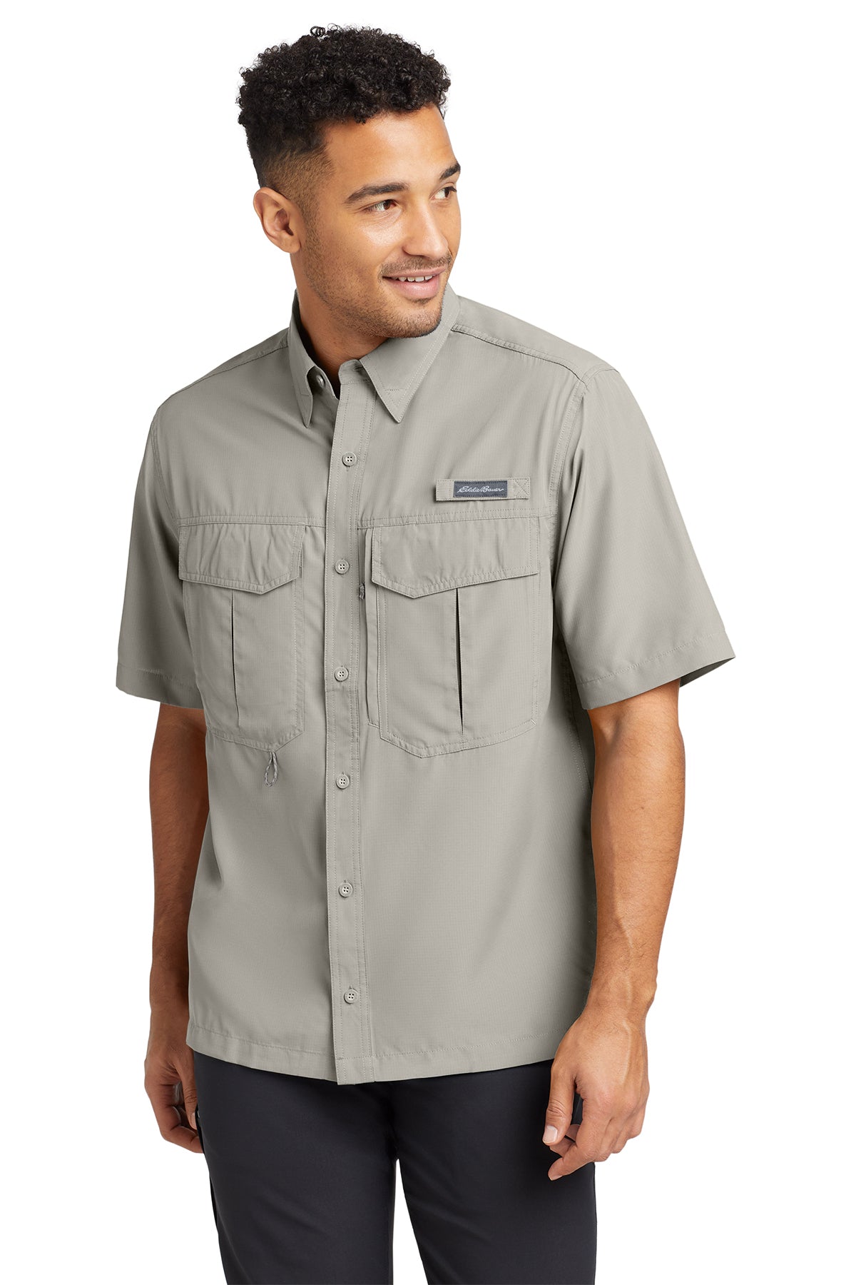 Eddie Bauer Short Sleeve Performance Fishing Shirt in Driftwood, style EB602