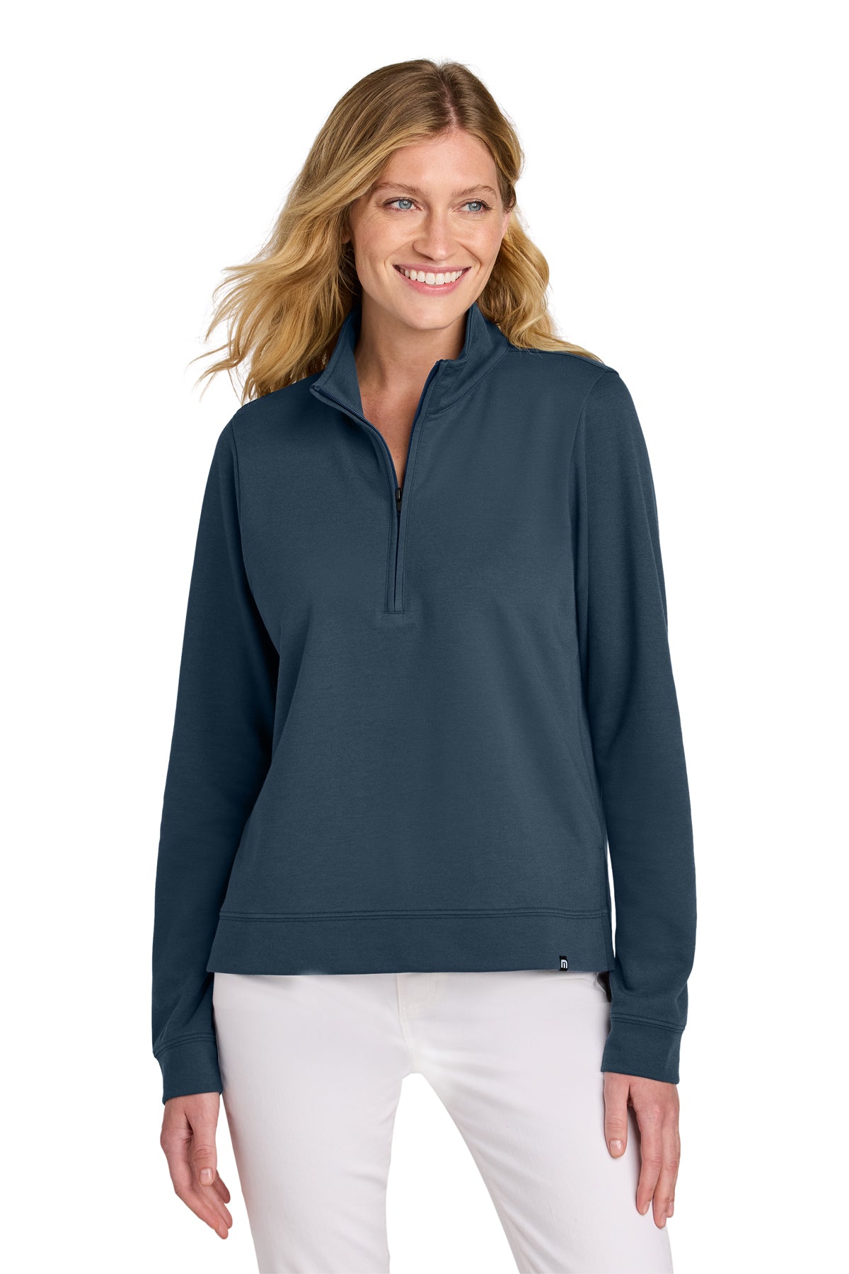 TravisMathew Women’s Coveside 1/2-Zip in Blue Nights, style TM1LD007