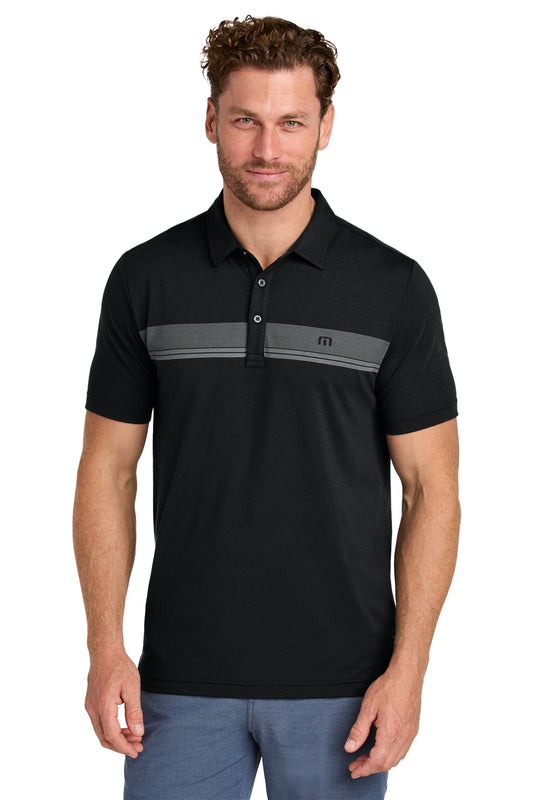 TravisMathew Glenview Stripe Polo in Black, style TMA41462