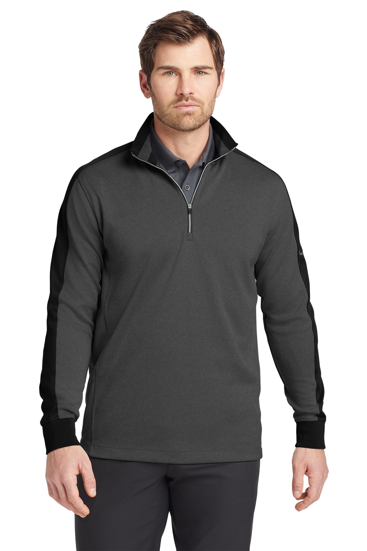 Nike Dri-FIT 1/2-Zip Cover-Up in Anthracite Heather/ Black, style 578673