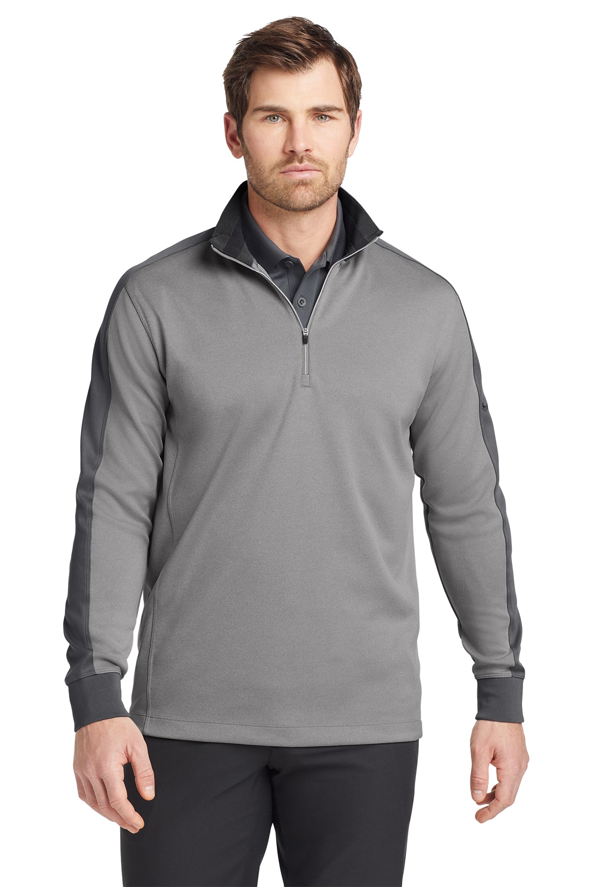 Nike Dri-FIT 1/2-Zip Cover-Up in Athletic Grey Heather/ Dark Grey, style 578673