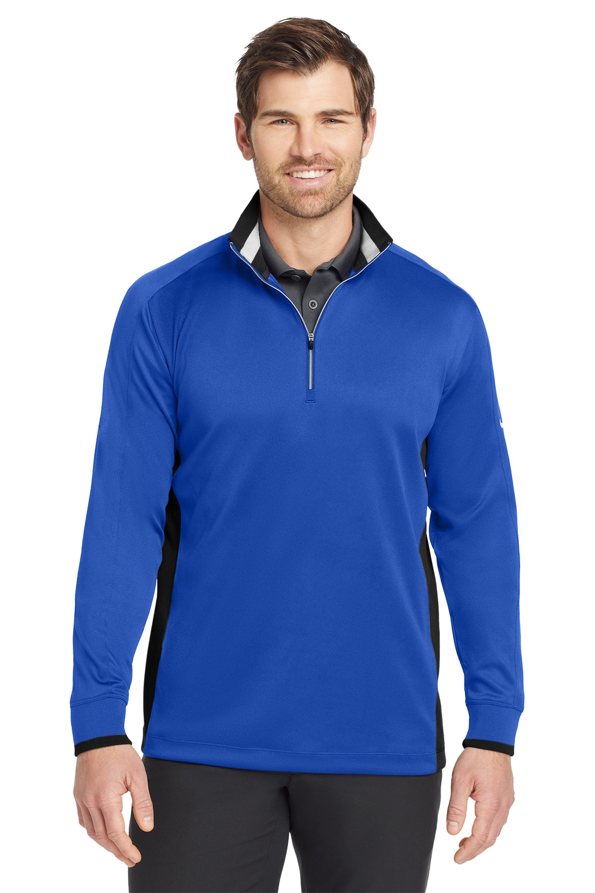 Nike Dri-FIT 1/2-Zip Cover-Up in Game Royal/ Black/ White, style 578673