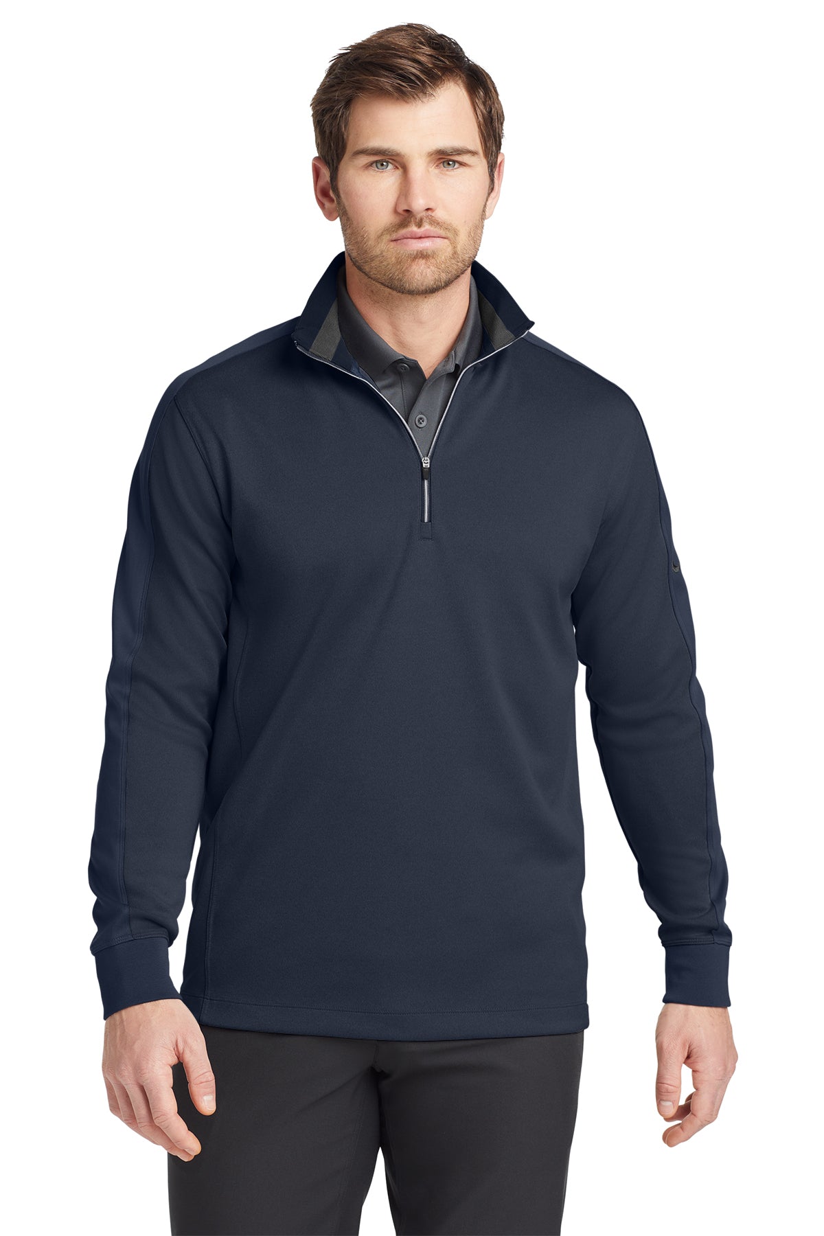 Nike Dri-FIT 1/2-Zip Cover-Up in Midnight Navy Heather/ Midnight Navy, style 578673