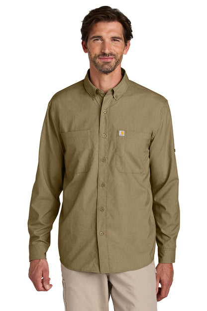 Carhartt® Force Sun Defender Long Sleeve Shirt in Dark Khaki, style CT107106