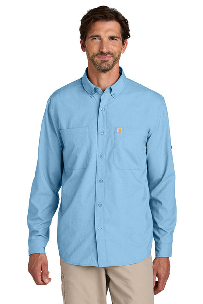 Carhartt® Force Sun Defender Long Sleeve Shirt in Fresh Water Blue, style CT107106