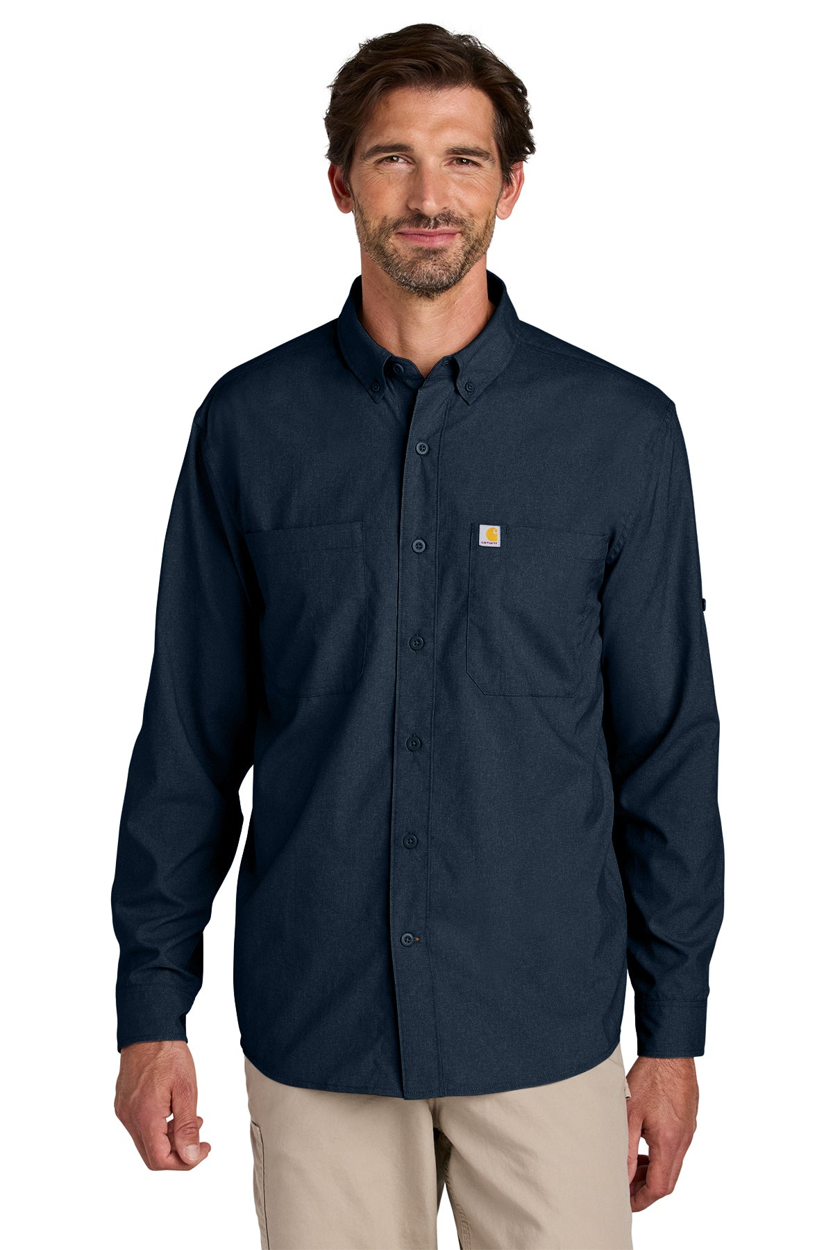 Carhartt® Force Sun Defender Long Sleeve Shirt in Navy, style CT107106