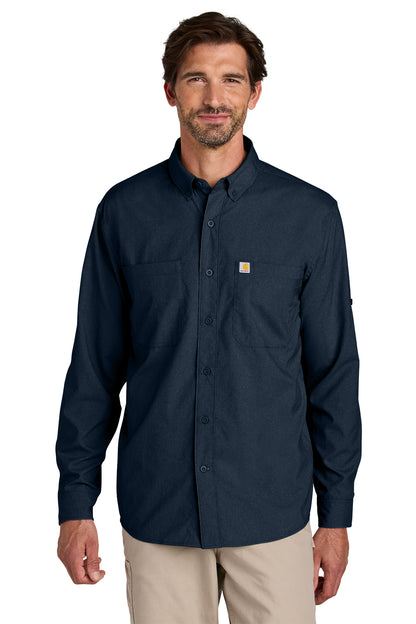 Carhartt® Force Sun Defender Long Sleeve Shirt in Navy, style CT107106