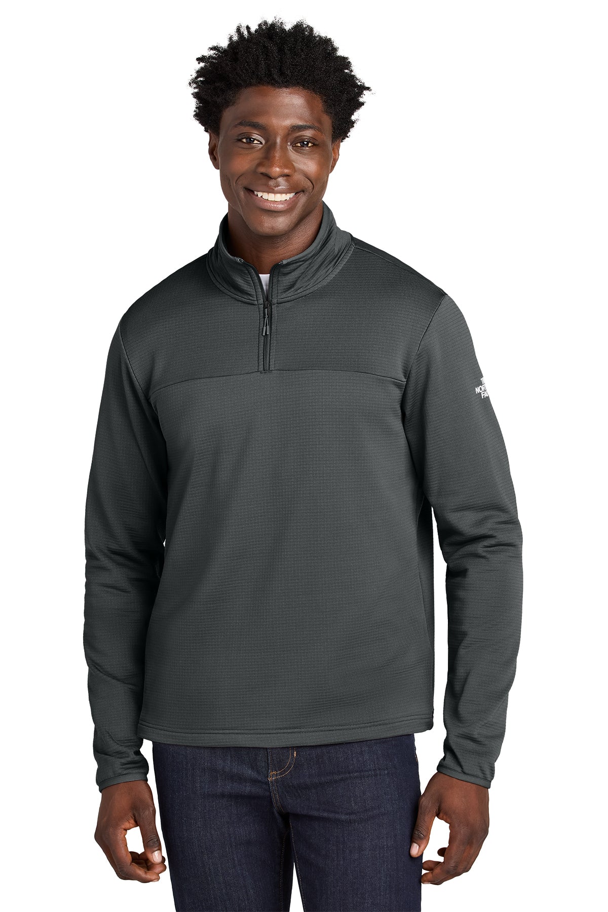 The North Face Aim 1/4-Zip Fleece in Asphalt Grey, style NF0A8ENJ