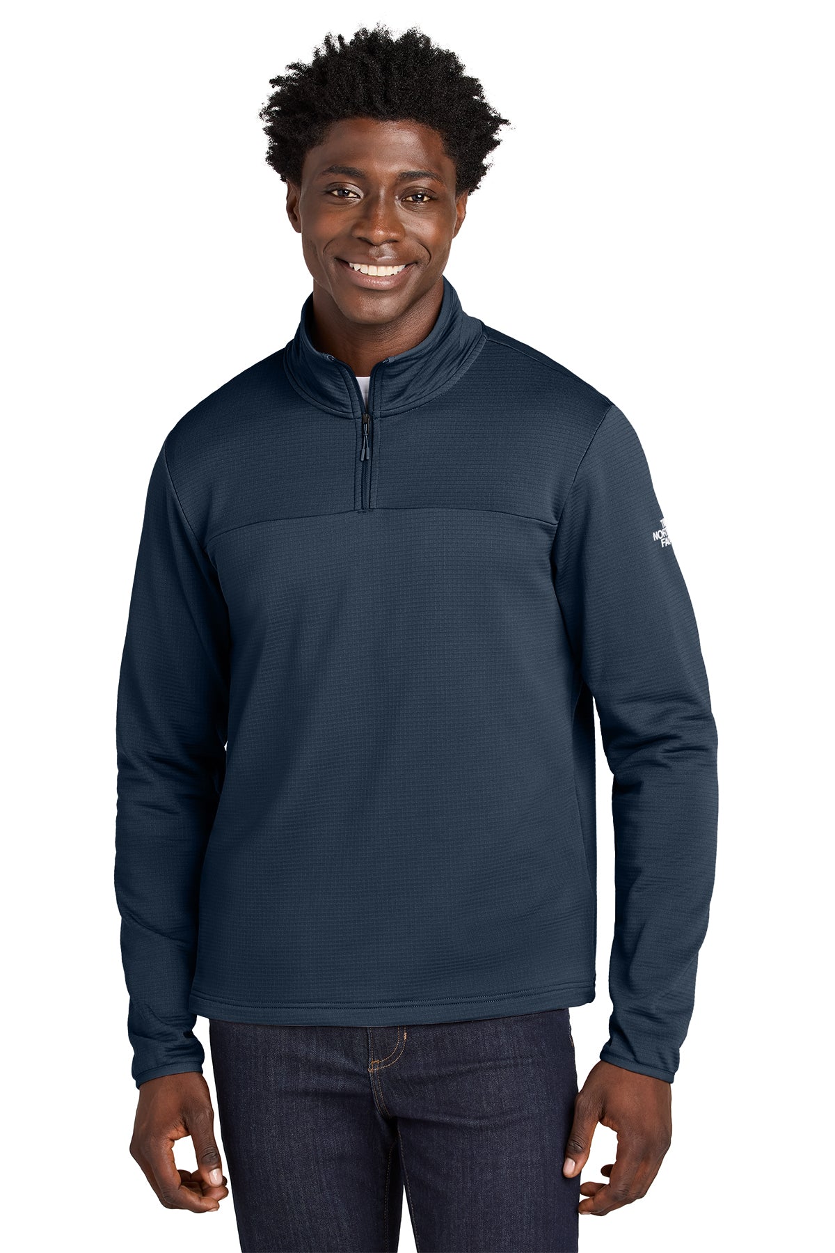 The North Face Aim 1/4-Zip Fleece in Summit Navy, style NF0A8ENJ