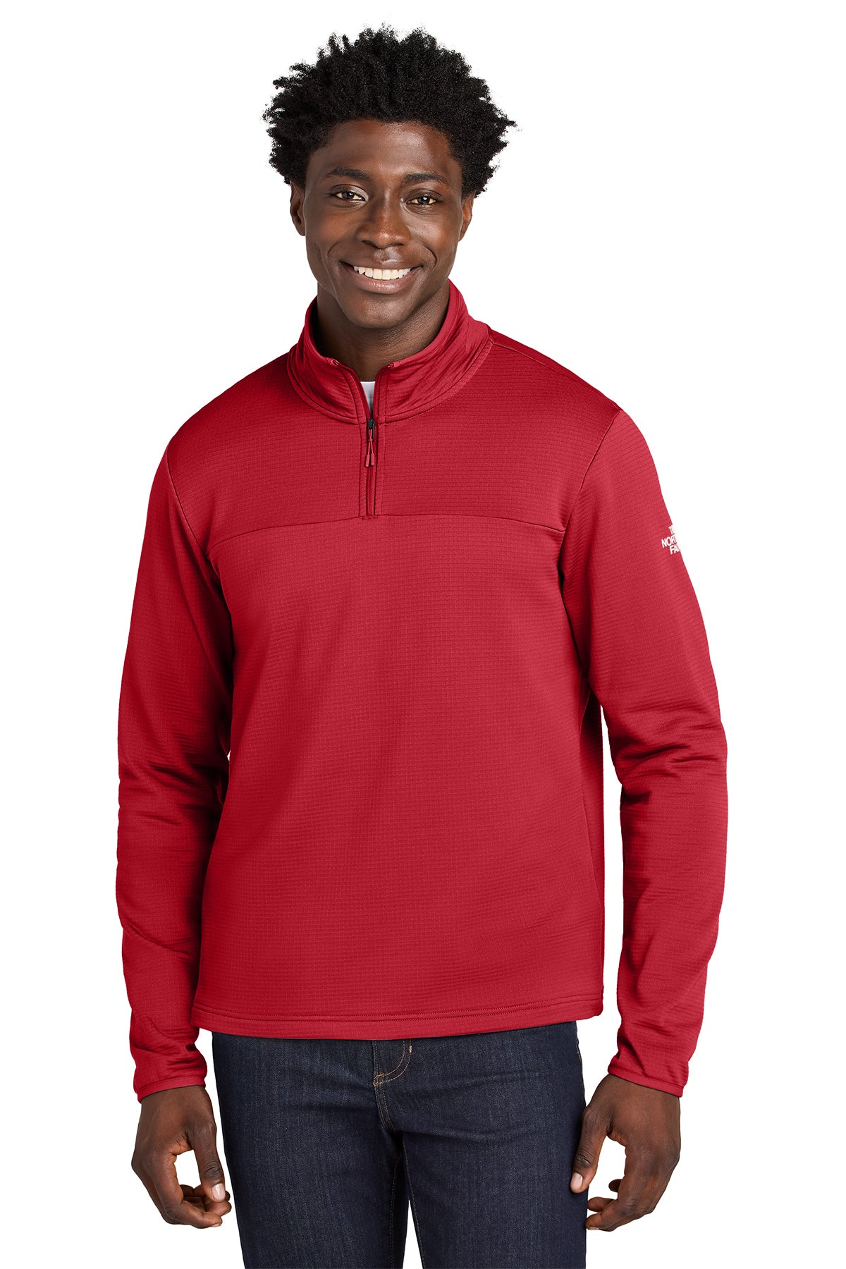 The North Face Aim 1/4-Zip Fleece in TNF Red, style NF0A8ENJ