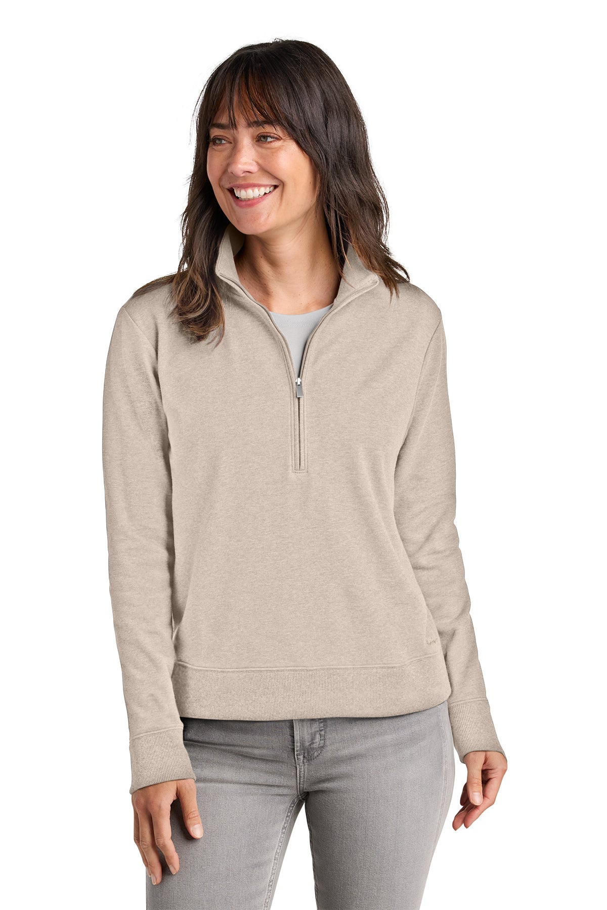 TravisMathew Women’s Ocean Villa 1/4-Zip in Natural Heather, style TMA41428