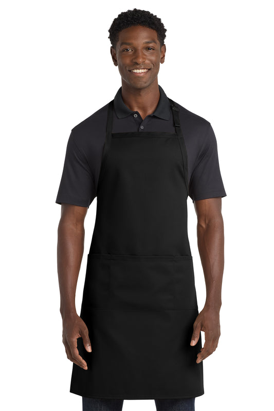 Port Authority Easy Care Extra Long Bib Apron with Stain Release in black