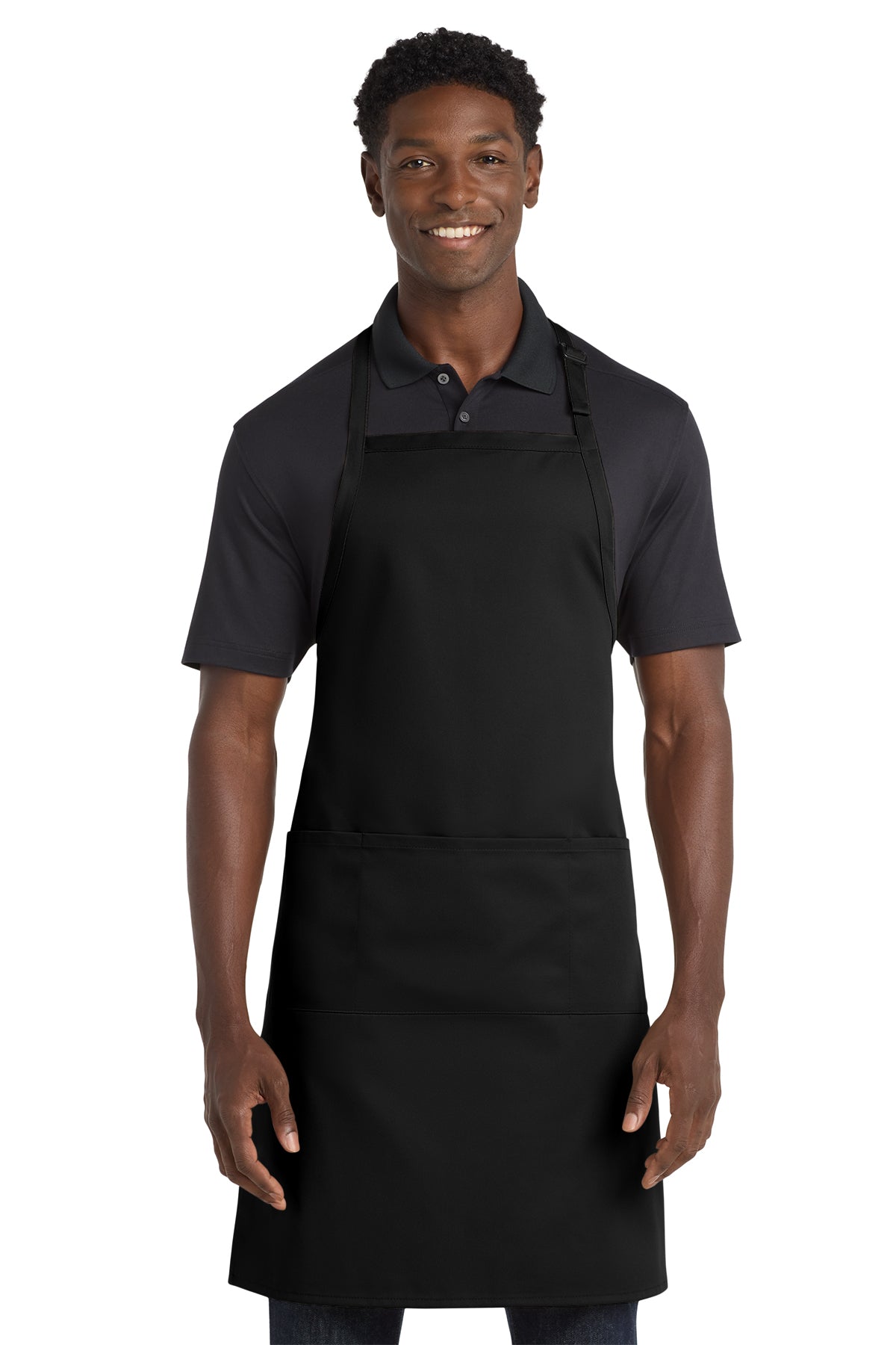 Port Authority Easy Care Extra Long Bib Apron with Stain Release in black